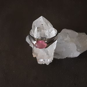 Pink Tourmaline Sterling Silver Ring Size 7.5 +